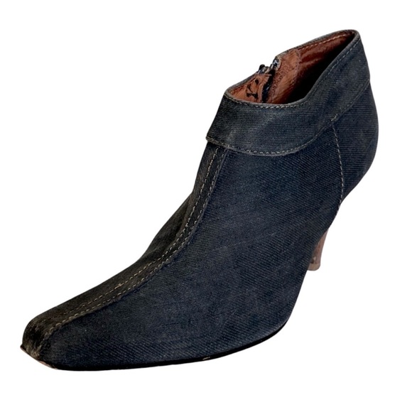 ZARA • Elegant Dark Blue Distressed Jean Material Ankle Booties Boot Shoes - Picture 11 of 13